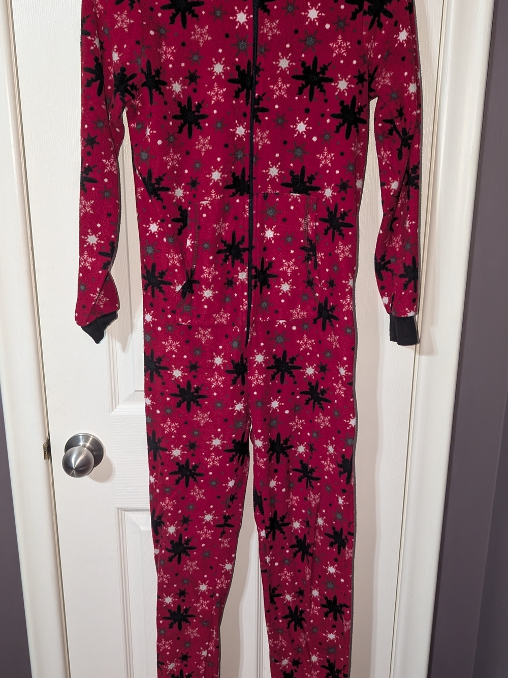 Betty Boop Red and Black Snowflake Fleece Kids One-Piece
